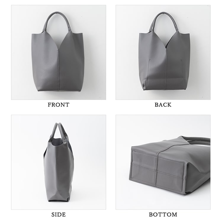 トートバッグ レディース 大容量 自立 軽量 トライアングルカット 合皮