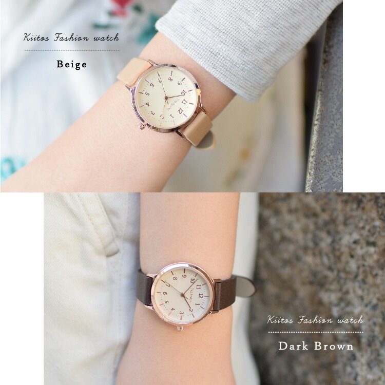 最終価格!!新品未使用EARTH　Warm beige khaki セットアップ 腕時計 レディース 撥水 防汗ベルト かわいい おしゃれ アース