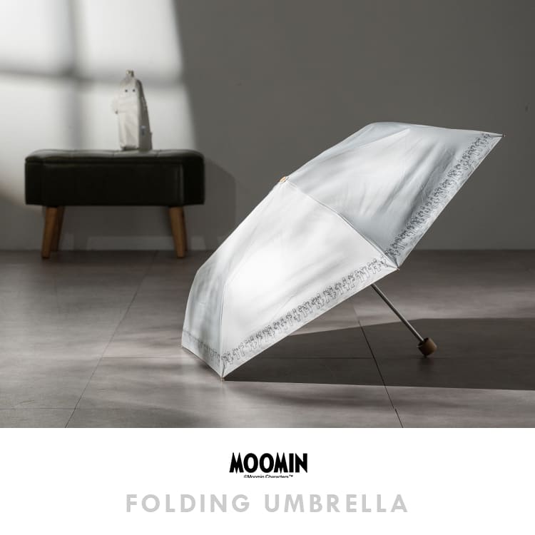 日傘 折りたたみ 軽量 50cm 完全遮光100％ UV 晴雨兼用 ブランド MOOMIN ムーミン ニョロニョロ ポーチ付き 遮熱 撥水加工 upf50+ かわいい おしゃれ 日焼け対策 紫外線対策 6本骨 プレゼント ギフト