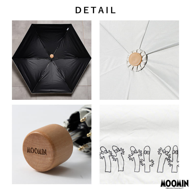 日傘 折りたたみ 軽量 50cm 完全遮光100％ UV 晴雨兼用 ブランド MOOMIN ムーミン ニョロニョロ ポーチ付き 遮熱 撥水加工 upf50+ かわいい おしゃれ 日焼け対策 紫外線対策 6本骨 プレゼント ギフト