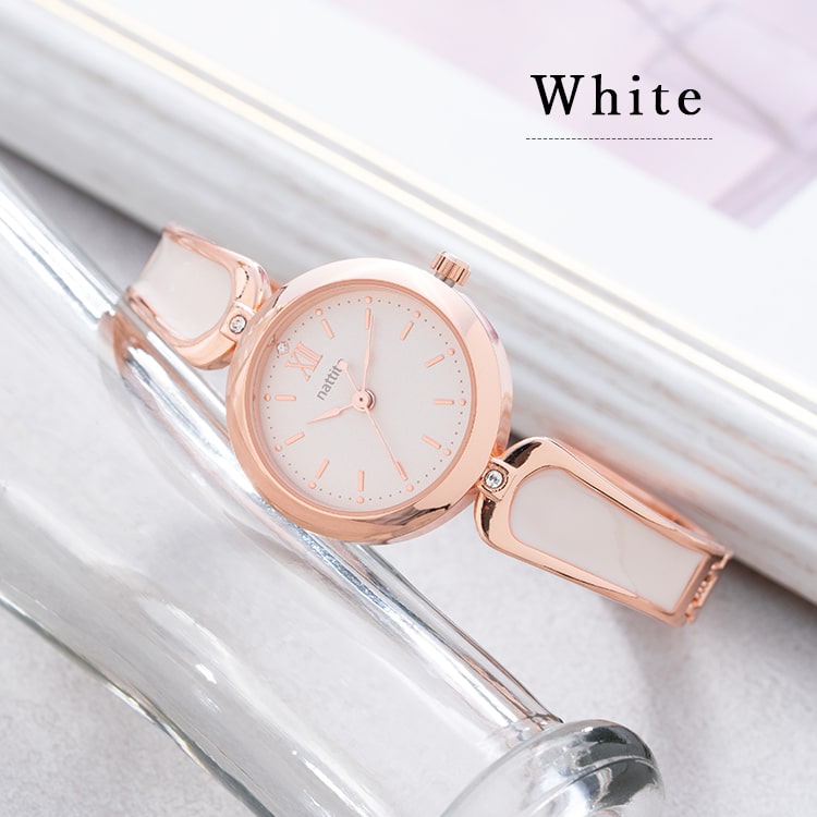 腕時計 レディース バングルウォッチ ストーン付き 光沢 ニュアンス