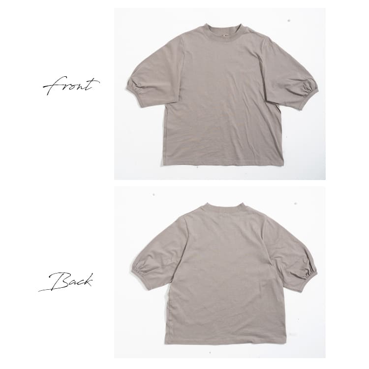 tシャツ レディース 5分袖 カットソー パフスリーブ コットン 綿100 プルオーバー 無地 UVカット uネック おしゃれ きれいめ ゆったり 春 夏 秋
