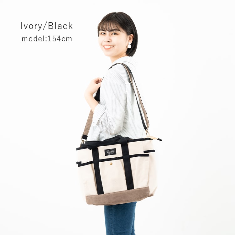 トートバッグ レディース マザーズバッグ 2way ショルダーバッグ 斜め掛け ポケットいっぱい キャンバス 布 大きめ ファスナー付き チャック カジュアル プレゼント ギフト 送料無料 神戸岡本kiitos