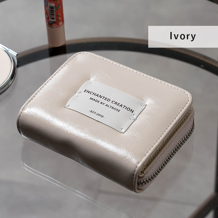 財布 レディース 二つ折り 小さめ コンパクト エナメル 光沢 ラウンドファスナー ミニ財布 小銭入れ 仕切り カード入れ 軽量 軽い シンプル おしゃれ 大人 かわいい ブランド プレゼント ギフト