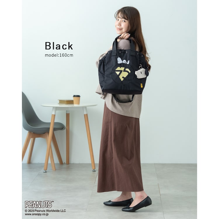 トートバッグ レディース ブランド イザック スヌーピー SNOOPY 刺繍 巾着 2way ショルダーバッグ 斜め掛け 大人 かわいい おしゃれ 通勤 通学 軽量 撥水 ナイロン ポーチ付き a4 大容量 ペットボトル キャラクター プレゼント ギフト
