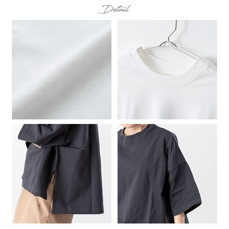 カットソー(長袖/七分) meltthelady tops カットソー レディース tシャツ 五分袖 七分袖 厚手 コットン 綿100