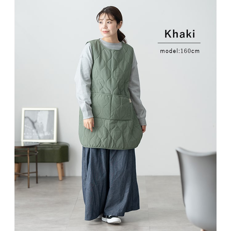 エプロン おしゃれ かぶるだけ チュニック 裏起毛 ボア 撥水 暖かい 防寒 あったか  キルティング 保育士 ノースリーブ ゆったり 大きいサイズ 大人 かわいい ナチュラル シンプル 北欧 ポケット 春 秋 冬 プレゼント クリスマス ギフト
