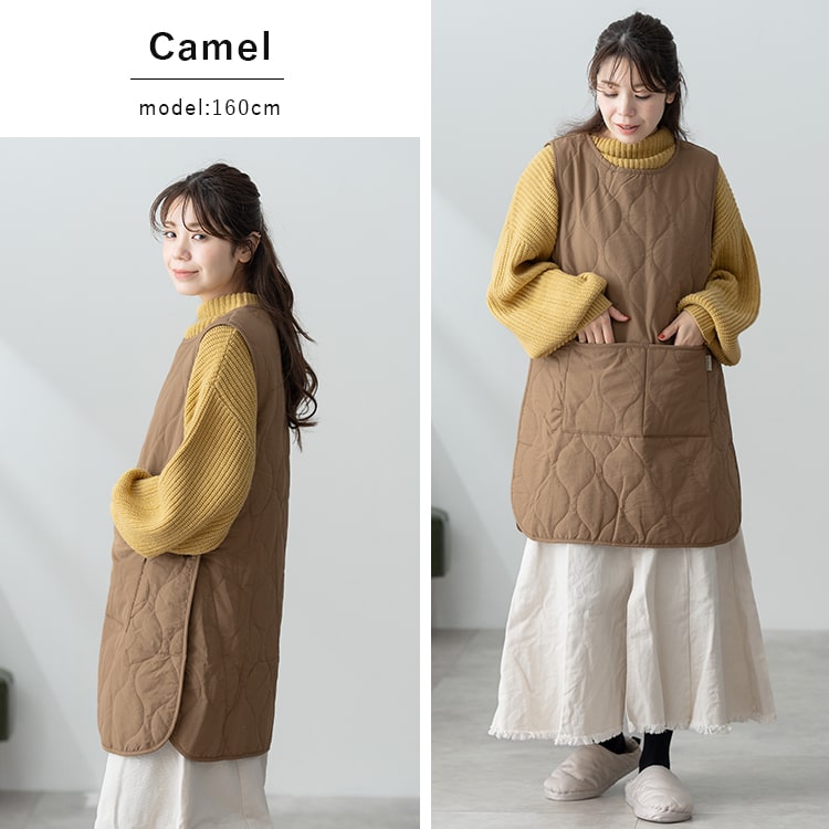エプロン おしゃれ かぶるだけ チュニック 裏起毛 ボア 撥水 暖かい 防寒 あったか  キルティング 保育士 ノースリーブ ゆったり 大きいサイズ 大人 かわいい ナチュラル シンプル 北欧 ポケット 春 秋 冬 プレゼント クリスマス ギフト