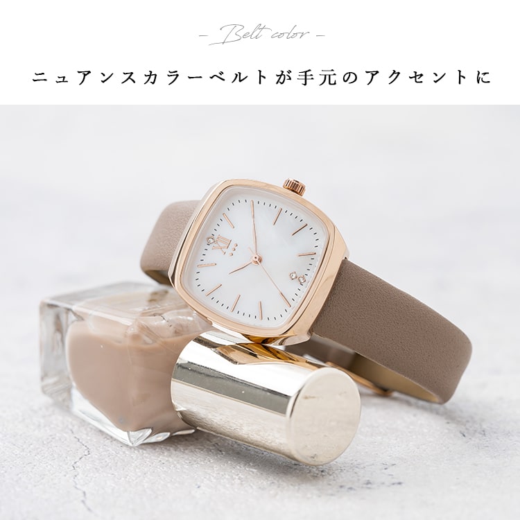 腕時計 レディース ニッケルフリーメッキ 金属アレルギー スクエア 四角 シンプル ウォッチ かわいい おしゃれ レトロ ブランド 代 30代 40代 見やすい 日本製ムーブ プレゼント ギフト 1年間のメーカー保証付き メール便送料無料 腕時計 ベルトタイプ 合皮ベルト