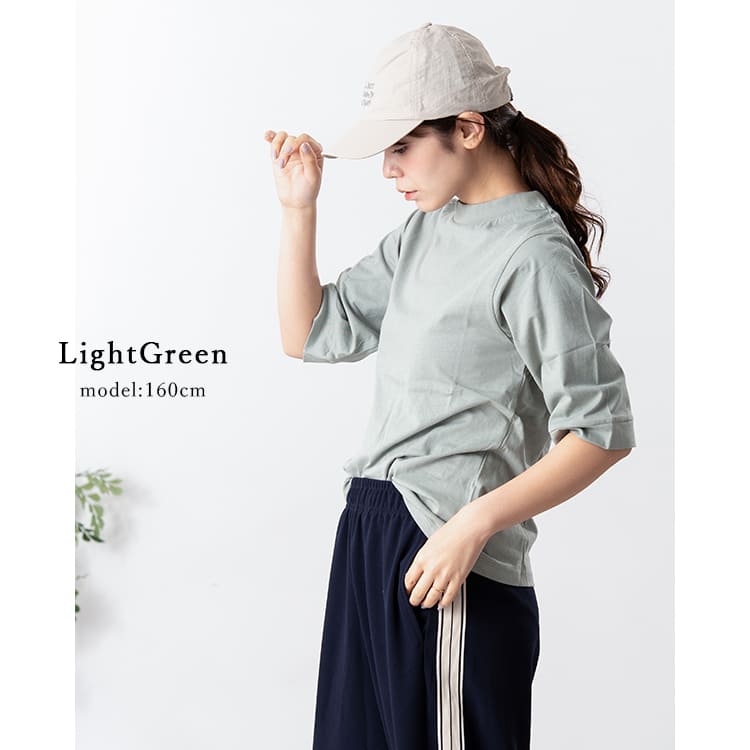 Tシャツ レディース 5分袖 綿100% 接触冷感 UVカット 半袖 カットソー
