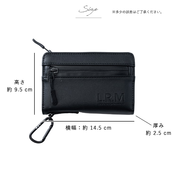 財布 メンズ レディース 二つ折り l字ファスナー ブランド コンパクト ミニ財布 合皮 ウォレット おしゃれ L.R.M 小銭入れ カラビナ 高校生 中学生 シンプル カードたくさん 軽い カジュアル プレゼント ギフト