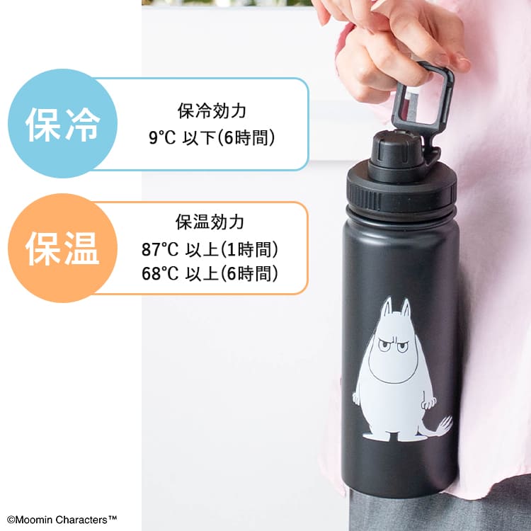 水筒 ムーミン ステンレスボトル 550ml 直飲み 保冷 保温 マグボトル 取っ手付き キャラクター 大人 子供 女子 おしゃれ かわいい マイボトル スクリュー 洗いやすい 軽量 通勤 通学 アウトドア レジャー ピクニック 誕生日 贈り物 プレゼント ギフト