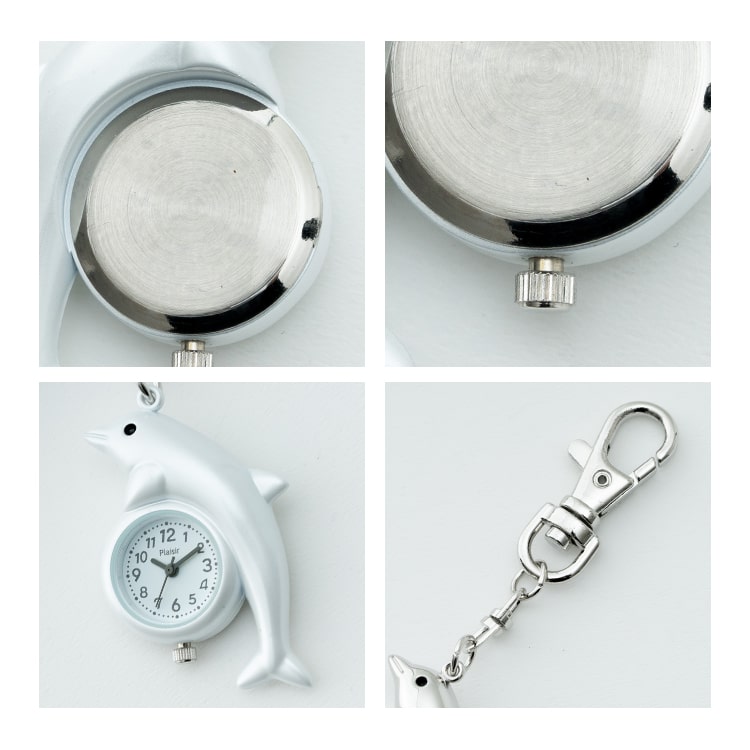 懐中時計 レディース キーホルダーウォッチ バッグチャーム イルカ