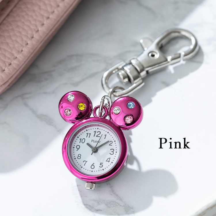 懐中時計 レディース キーホルダーウォッチ バッグチャーム ネズミ