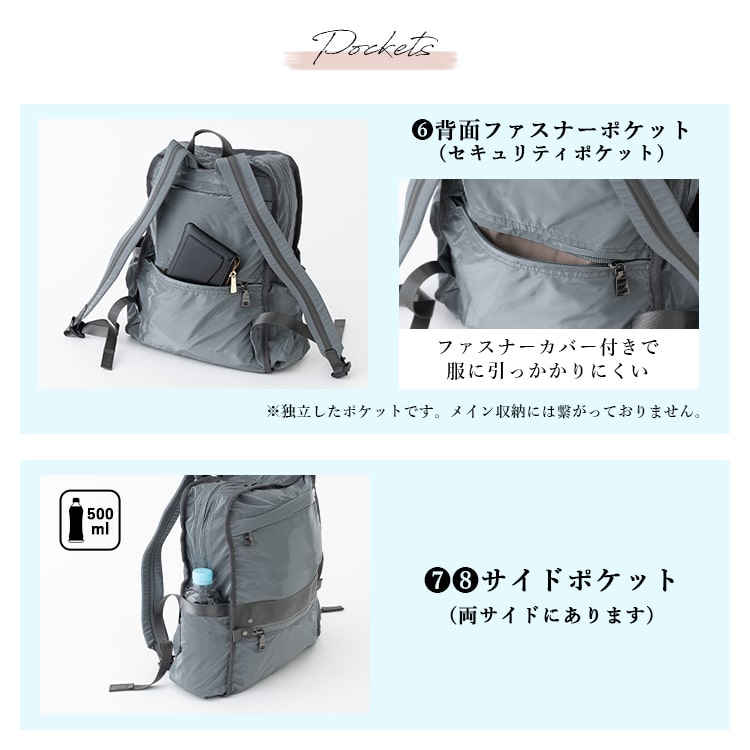 リュック レディース ブランド イザック ナイロン a4 大容量 光沢 メタリック 通勤 通学 おしゃれ 大人 かわいい きれいめ 軽量 背面ファスナー Y'SACCS vous et コンパクト バッグ 8ポケット 黒 プレゼント ギフト