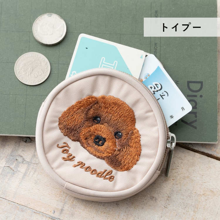 ポーチ 小物入れ 小さめ 刺繍 アニマル 動物 ラウンド 丸型 ミニポーチ カラビナ バッグチャーム かわいい おしゃれ コインポーチ プレゼント ギフト