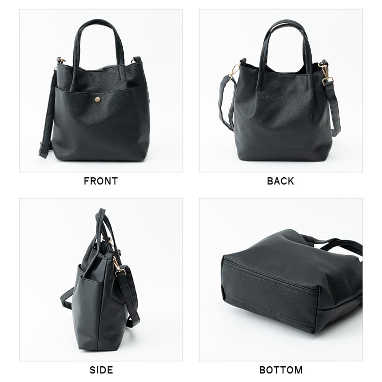 ホワイト＆ブラック 2way がま口バッグ ＆ ミニトートショルダー 合皮 ショルダーバッグ レディース メンズ 斜めがけ おしゃれ 小さめ