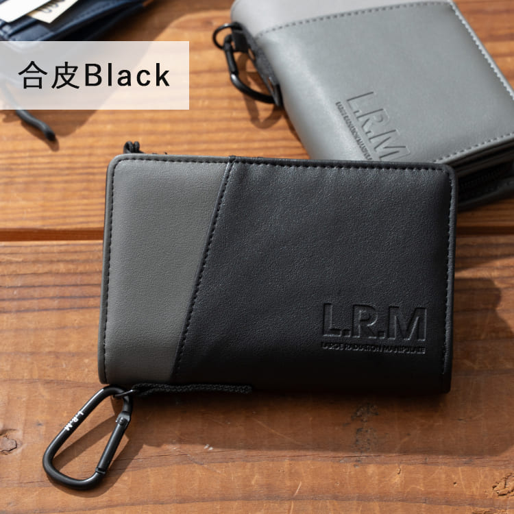 財布 メンズ 二つ折り l字ファスナー ブランド コンパクト ミニ財布 ウォレット おしゃれ L.R.M 小銭入れ カラビナ 高校生 中学生 バイカラー カードたくさん 軽い カジュアル レディース プレゼント ギフト
