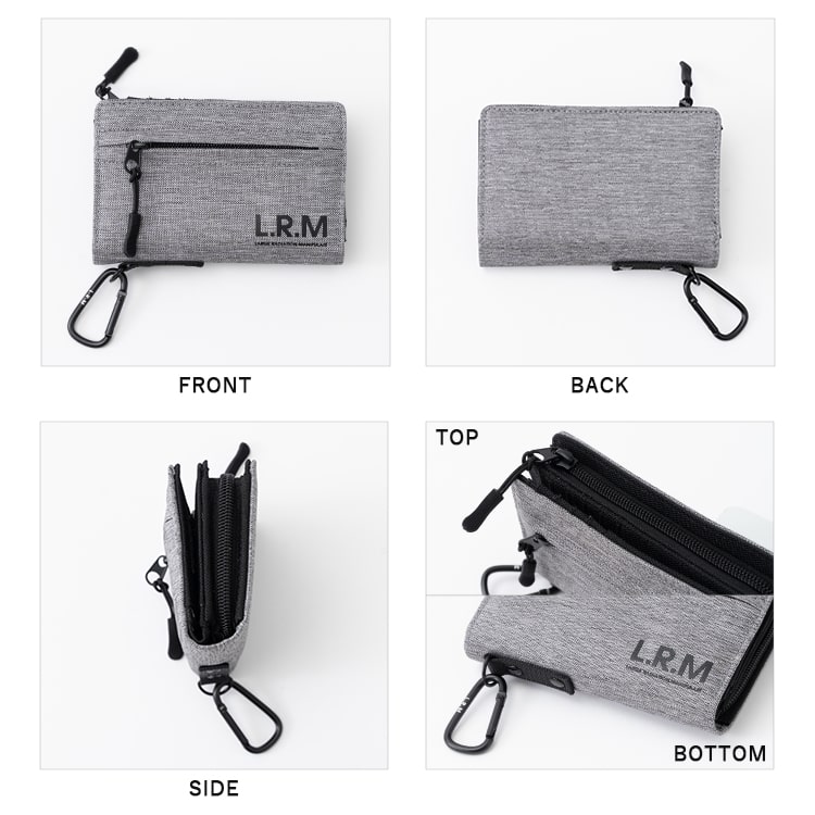 財布 メンズ 二つ折り l字ファスナー ブランド コンパクト ミニ財布 ウォレット おしゃれ L.R.M 小銭入れ カラビナ 高校生 中学生 スポーティー シンプル カードたくさん 軽い カジュアル レディース プレゼント ギフト