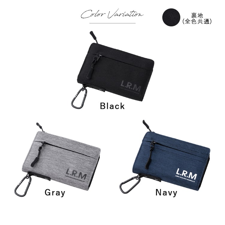 財布 メンズ 二つ折り l字ファスナー ブランド コンパクト ミニ財布 ウォレット おしゃれ L.R.M 小銭入れ カラビナ 高校生 中学生 スポーティー シンプル カードたくさん 軽い カジュアル レディース プレゼント ギフト
