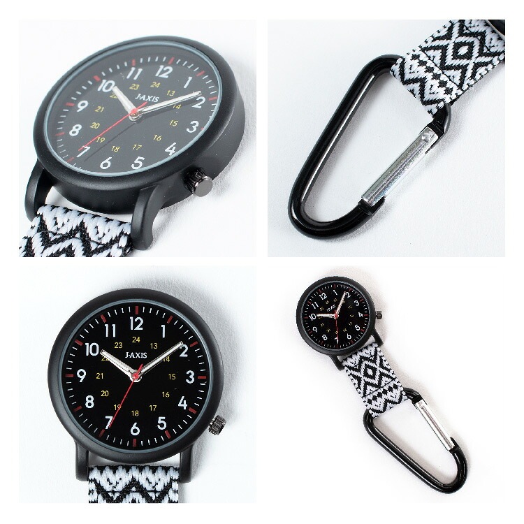 懐中時計 カラビナウォッチ J-axis エスニック柄 時計 レディース