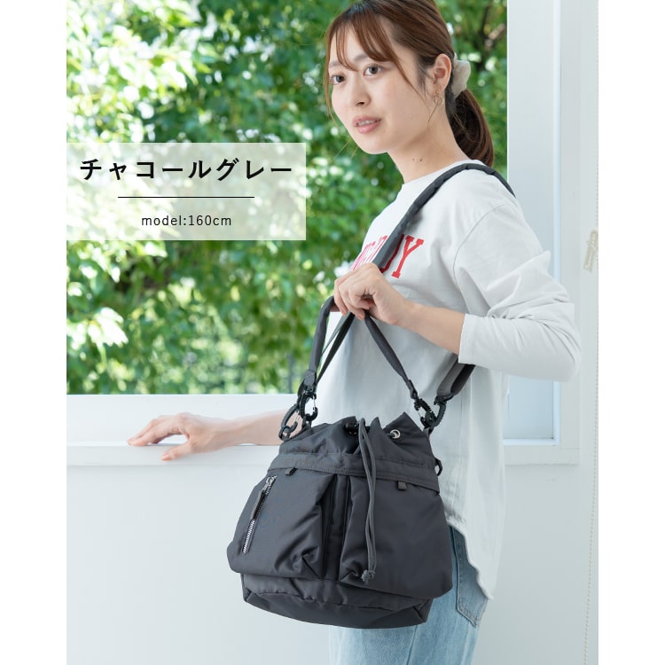 ショルダーバッグ レディース 巾着 斜め掛け おしゃれ 大人 ダブルポケット 軽量 a5 ペットボトル 2way トートバッグ 小さめ かわいい 自立 肩にやさしい 疲れにくい 通勤 通学 学生 旅行 リサイクル素材 シンプル プレゼント ギフト 