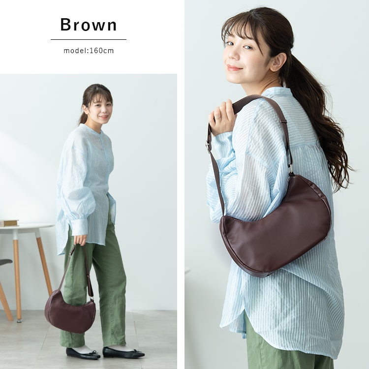 ショルダーバッグ レディース 半月型 軽量 斜め掛け おしゃれ 大人 かわいい きれいめ 上品 通勤 通学 柔らか 合皮 a6 ペットボトル 旅行 シンプル ファスナー付き プレゼント ギフト