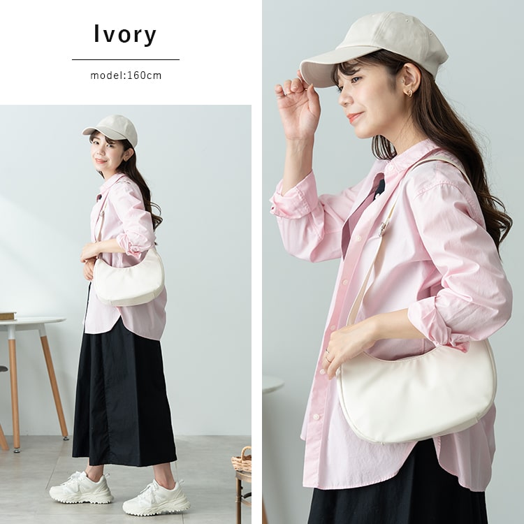 ショルダーバッグ レディース 半月型 軽量 斜め掛け おしゃれ 大人 かわいい きれいめ 上品 通勤 通学 柔らか 合皮 a6 ペットボトル 旅行 シンプル ファスナー付き プレゼント ギフト