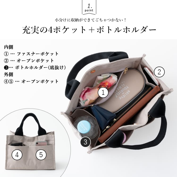 トートバッグ レディース 小さめ ミニトートバッグ 6ポケット オッドハンドル 非対称 キャンバス 布 かわいい おしゃれ 軽量 軽い 帆布 通勤 通学 散歩 マチあり プレゼント 母の日 ギフト