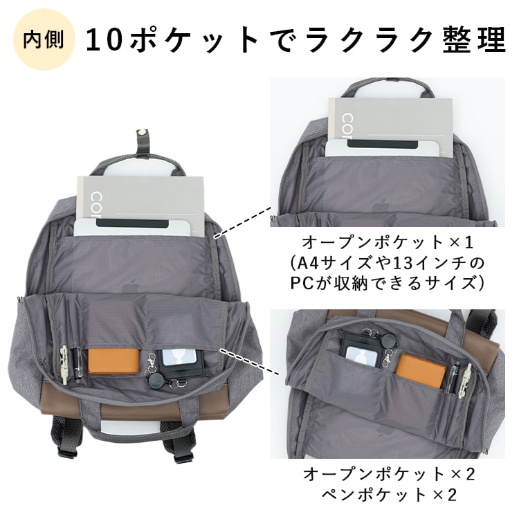 リュック レディース ブランド アネロ anello 大容量 旅行 軽量 通勤 通学 撥水 a4 大きめ 10ポケット おしゃれ 大人 アウトドア ビジネス 背面ポケット 学生 仕事 pc 13インチ トラベル メンズ カジュアル プレゼント ギフト