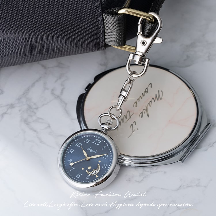 懐中時計 レディース キーホルダーウォッチ カレンダー 日付表示 月