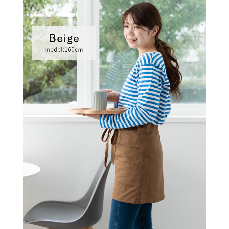 ギャルソン エプロン レディース 6ポケット 収納 ミニ丈 綿 ショート かぶるだけ ワークエプロン ナチュラル 無地 動きやすい おしゃれ かわいい コットン 丈夫 大人 ガーデニング DIY 家事 仕事 カフェ キッチン プレゼント ギフト