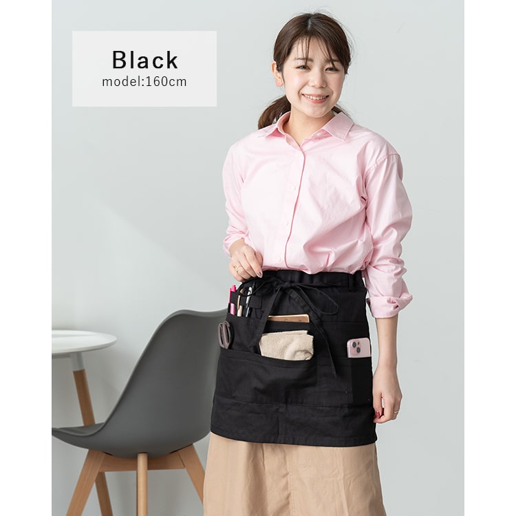 ギャルソン エプロン レディース 6ポケット 収納 ミニ丈 綿 ショート かぶるだけ ワークエプロン ナチュラル 無地 動きやすい おしゃれ かわいい コットン 丈夫 大人 ガーデニング DIY 家事 仕事 カフェ キッチン プレゼント ギフト