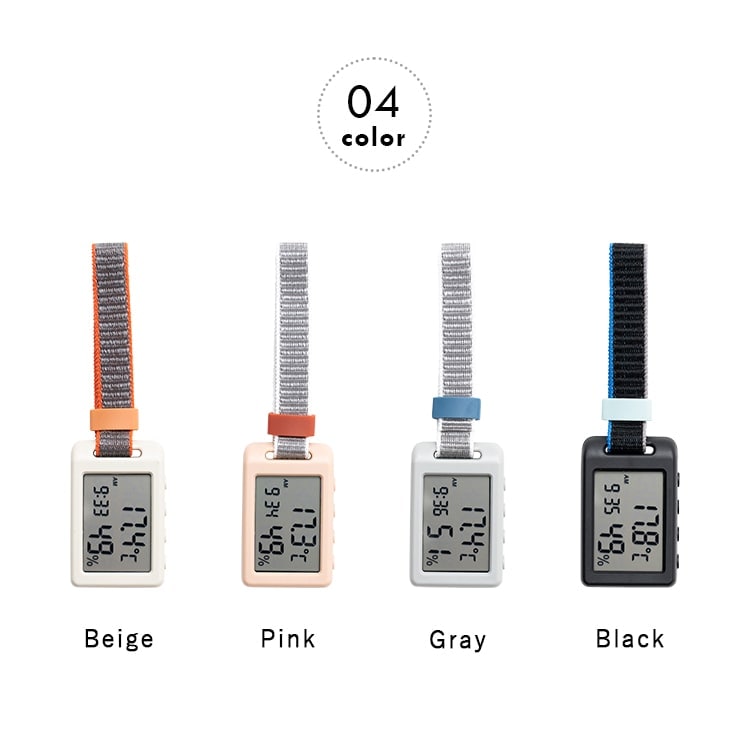 温湿度計 デジタル時計 おしゃれ 赤ちゃん 持ち運び 温度計 湿度計 付き時計 小型 ベビー 2way アウトドア キャンプ アラーム 置きスタンド 室内 室外 登山 サウナ プレゼント ギフト 6か月メーカー保証付 メール便送料無料