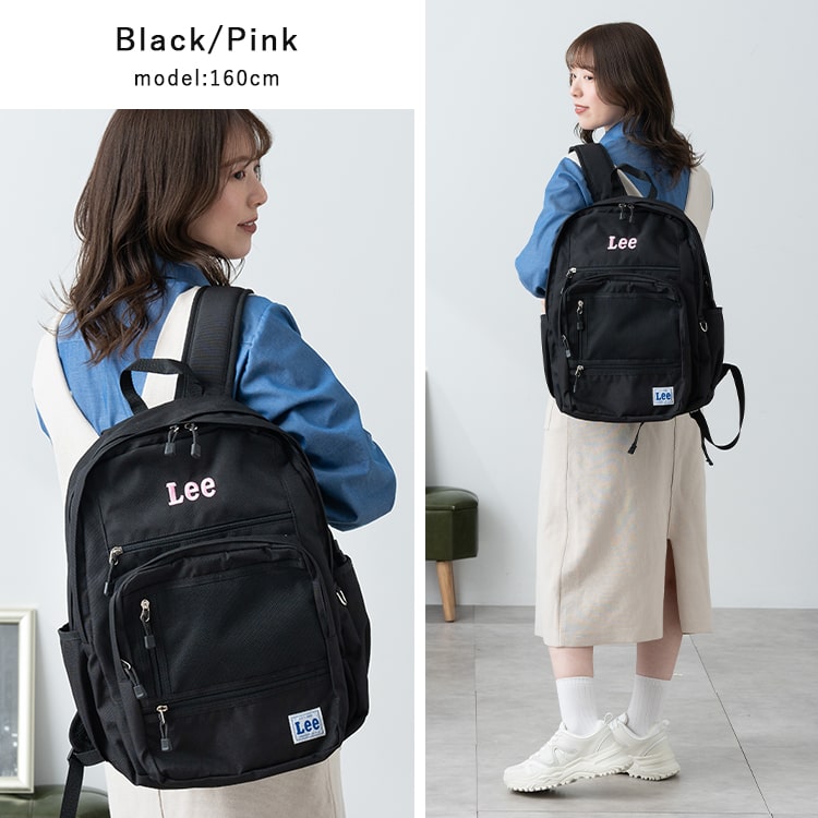 リュック 大容量 ブランド Lee リー レディース メンズ 13ポケット 通学 学生 通勤 a4 撥水 軽量 pc 15インチ ビジネス 中学生 高校生 大学生 アウトドア おしゃれ かわいい 黒 シンプル チェストベルト 旅行 プレゼント ギフト