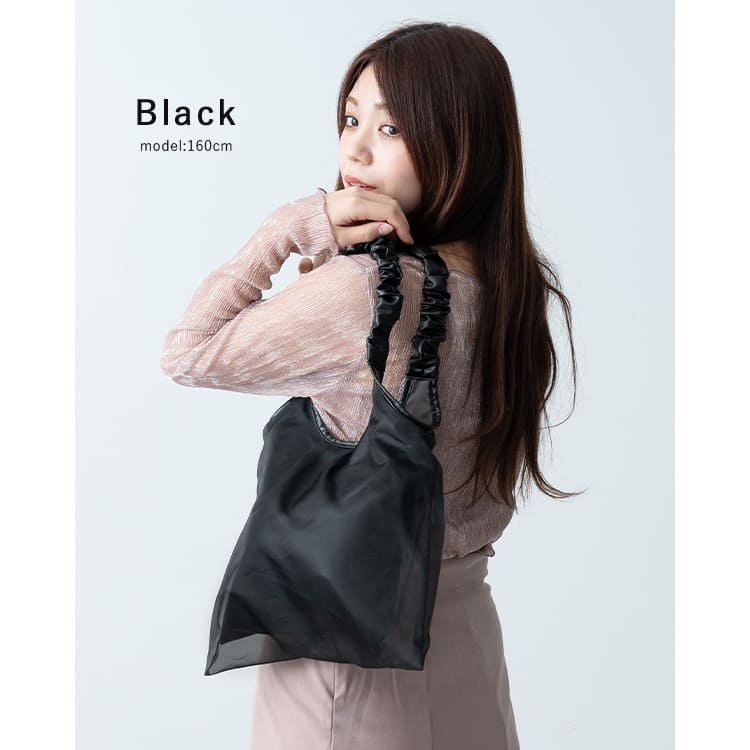 トートバッグ レディース かわいい おしゃれ 大人 ギャザーハンドル チュール レース シアー 軽量 合皮 a5 ペットボトル 無地 通勤 通学 プレゼント 母の日 ギフト