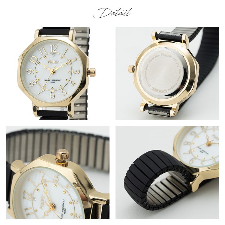 腕時計 レディース ジャバラ 3気圧防水 金属アレルギー ニッケルフリー