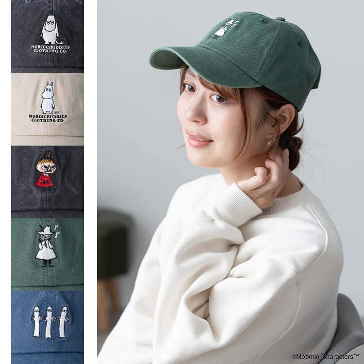 キャップ レディース 帽子 ムーミン MOOMIN 刺繍 キャラクター コットン ウォッシュ加工 かわいい おしゃれ 大人 レトロ リトルミィ 綿 深め 春 夏 秋 冬 シンプル 紫外線対策 プレゼント ギフト