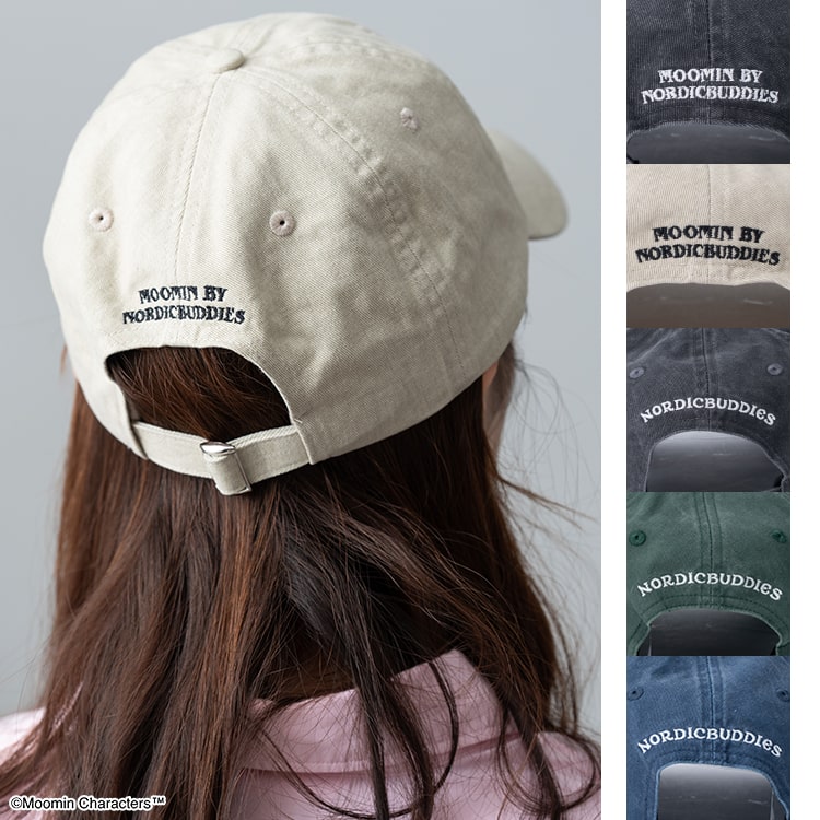 キャップ レディース 帽子 ムーミン MOOMIN 刺繍 キャラクター コットン ウォッシュ加工 かわいい おしゃれ 大人 レトロ リトルミィ 綿 深め 春 夏 秋 冬 シンプル 紫外線対策 プレゼント ギフト