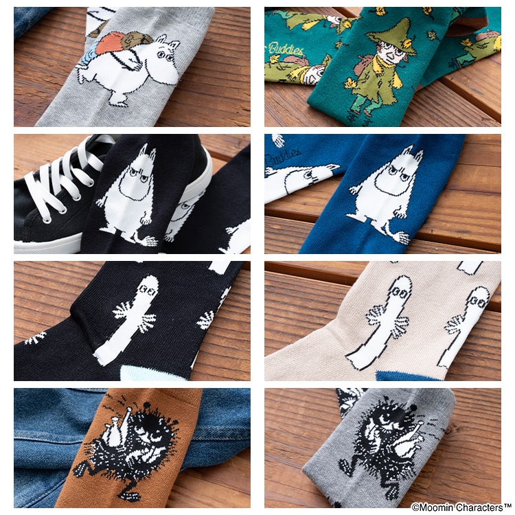 靴下 メンズ ソックス ムーミン MOOMIN クルー丈 プレゼント ギフト キャラクター 綿 コットン ブランド ロング ゴルフ おしゃれ 黒 春 夏 秋 冬