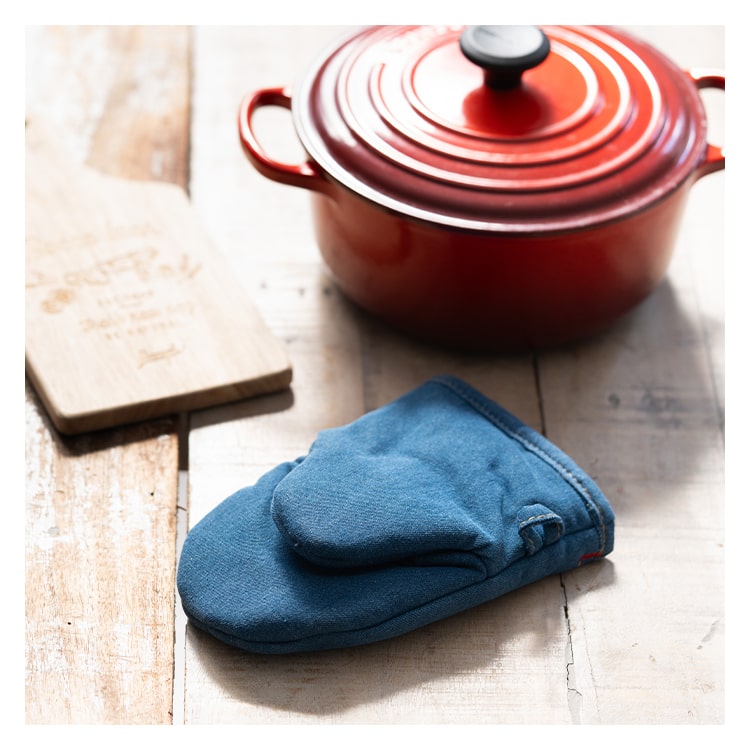 オーブンミトン デニム 鍋つかみ おしゃれ かわいい 耐熱 北欧 コットン アウトドア 洗える 厚手 プレゼント ギフト