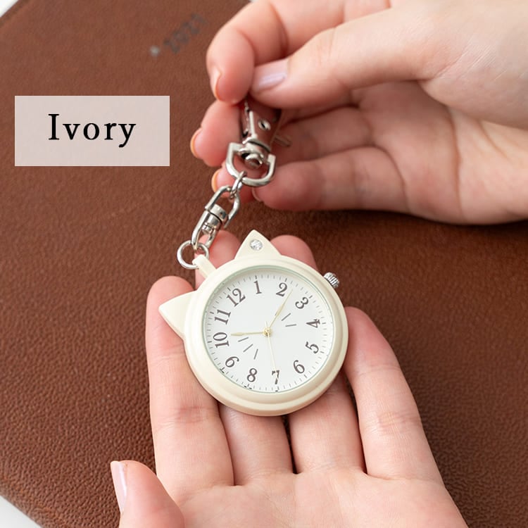 懐中時計 キーホルダーウォッチ 3気圧防水 キャットモチーフ かわいい