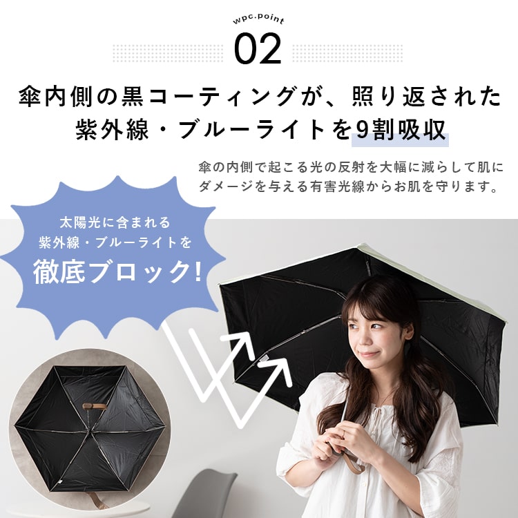 日傘 折りたたみ 超軽量 完全遮光100％ UV 晴雨兼用 ブランド Wpc. コンパクト 遮熱 撥水加工 upf50+ かわいい おしゃれ 日焼け対策 紫外線対策 6本骨 遮光切り継ぎ プレゼント ギフト