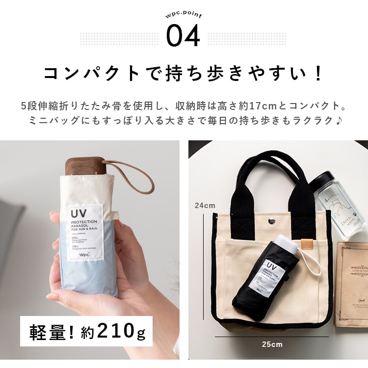日傘 折りたたみ 超軽量 完全遮光100％ UV 晴雨兼用 ブランド Wpc. コンパクト 遮熱 撥水加工 upf50+ かわいい おしゃれ 日焼け対策 紫外線対策 6本骨 遮光切り継ぎ プレゼント ギフト