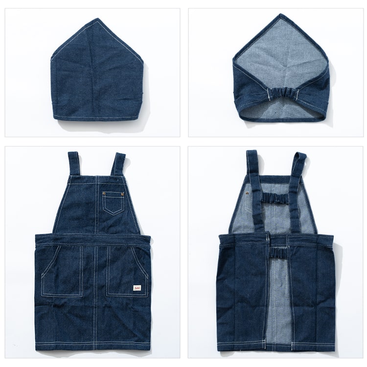 エプロン キッズ 男の子 女の子 三角巾 セット 子ども 子供用 かぶるだけ 110cm 120cm かわいい おしゃれ 着脱簡単 綿100 保育園 幼稚園 小学生 デニム風 キャンバス 無地 プレゼント ギフト