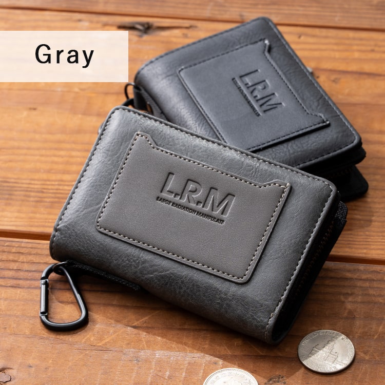 財布 メンズ 二つ折り l字ファスナー ブランド コンパクト ミニ財布 ウォレット おしゃれ L.R.M 小銭入れ カラビナ 高校生 中学生 カードたくさん 合皮 軽い カジュアル レディース プレゼント クリスマス ギフト
