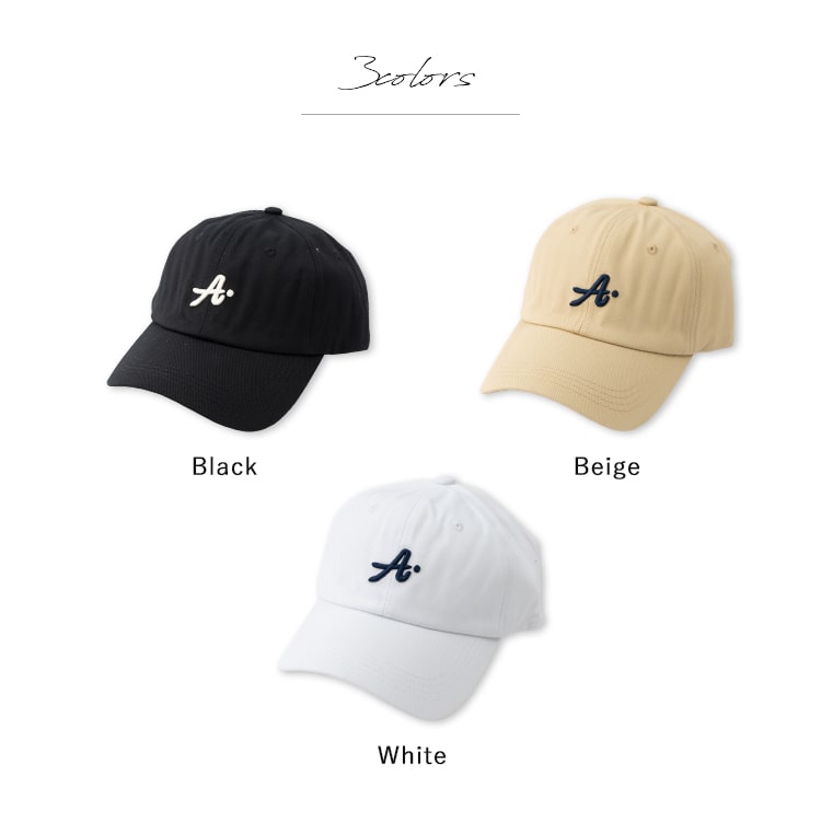 帽子 キャップ レディース Aロゴ おしゃれ かわいい 深め コットン 綿 アルファベット 紫外線対策 日焼け防止 サイズ調節 ブランド シンプル ベーシック つば長い 小顔効果 ベースボールキャップ 春 夏 秋