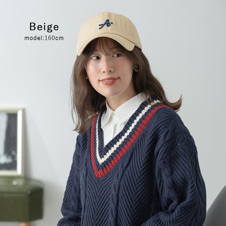 帽子 キャップ レディース Aロゴ おしゃれ かわいい 深め コットン 綿 アルファベット 紫外線対策 日焼け防止 サイズ調節 ブランド シンプル ベーシック つば長い 小顔効果 ベースボールキャップ 春 夏 秋
