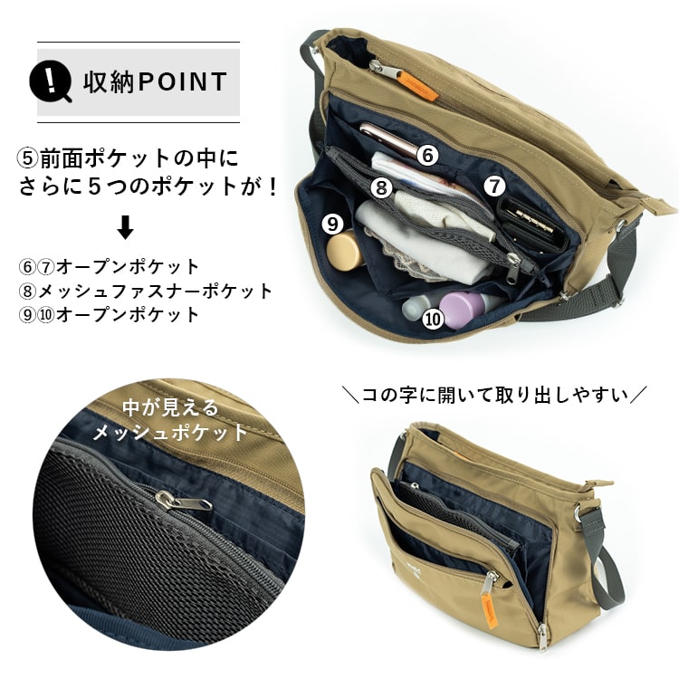 ショルダーバッグ レディース 斜め掛け 大人 小さめ anello アネロ 両面撥水加工 10ポケット 軽量 かわいい おしゃれ 大人 多機能 多収納 通勤 通学 旅行 プレゼント ギフト