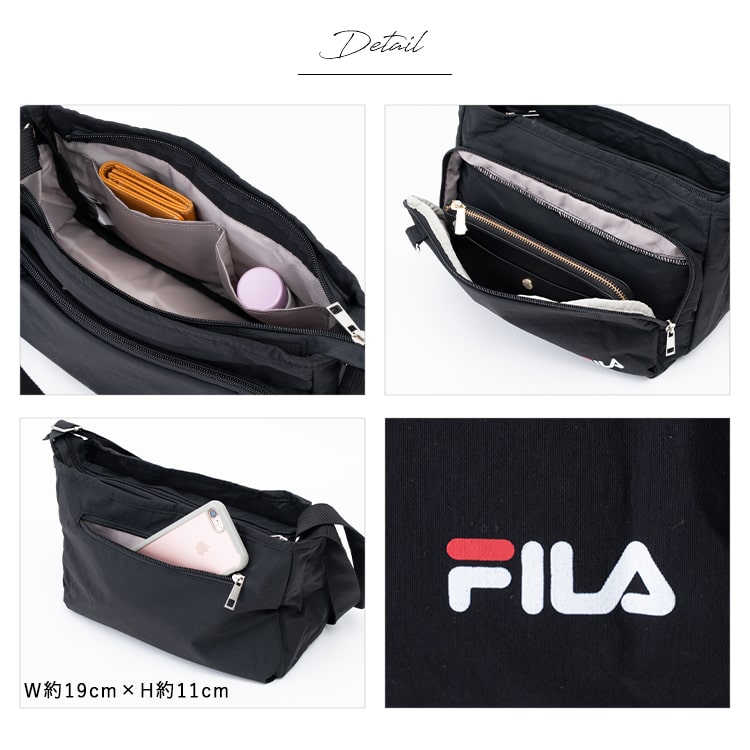 ショルダーバッグ レディース 斜め掛け ブランド フィラ FILA 撥水 大人 上品 軽量 大きめ 30代 40代 50代 60代 ペットボトル 犬 散歩 通勤 通学 ナイロン かわいい おしゃれ a5 プレゼント ギフト